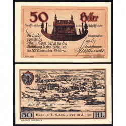 Autriche - Notgeld - Hall-in-Tirol - 50 heller - Type a - 1920 - Etat : pr.NEUF