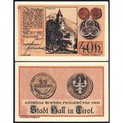 Autriche - Notgeld - Hall-in-Tirol - 40 heller - Type b - 30/05/1920 - Etat : NEUF