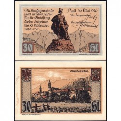 Autriche - Notgeld - Hall-in-Tirol - 30 heller - Type d - 30/05/1920 - Etat : SUP