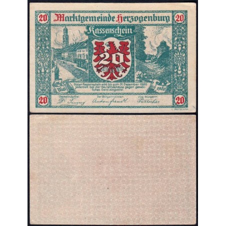 Autriche - Notgeld - Herzogenburg - 20 heller - 05/1920 - Etat : SPL+
