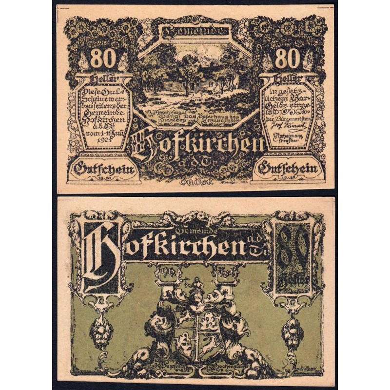 Autriche - Notgeld - Hofkirchen-an-der-Trattnach - 80 heller - Type c - 1920 - Etat : NEUF