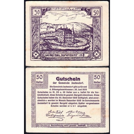 Autriche - Notgeld - Jeutendorf - 50 heller - Type a - 20/06/1920 - Etat : SUP+