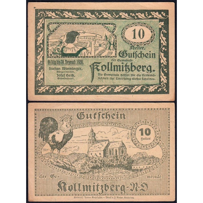 Autriche - Notgeld - Kollmitsberg - 10 heller - 1920 - Etat : SUP
