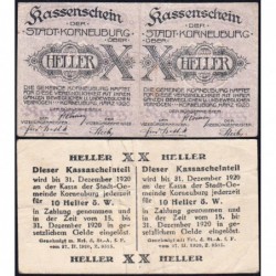 Autriche - Notgeld - Korneuburg - 2 x 10 heller - Type a - 03/1920 - Etat : TB+