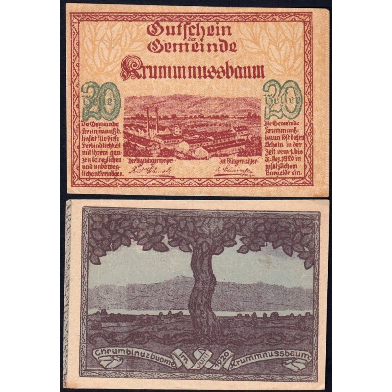 Autriche - Notgeld - Krummnussbaum - 20 heller - Type d - 06/1920 - Etat : SPL