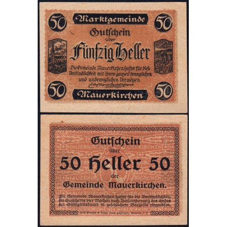 Autriche - Notgeld - Mauerkirchen - 50 heller - Type III j - 1920 - Etat : SPL+