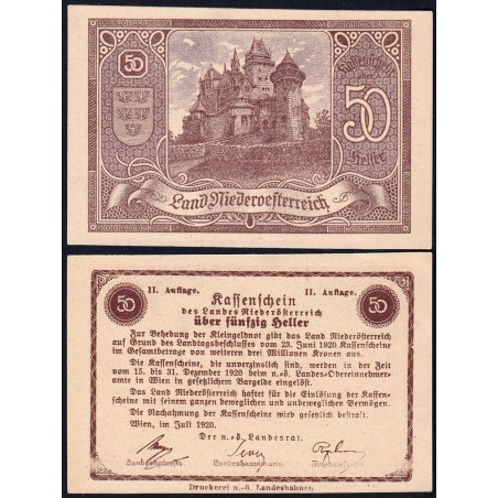 Autriche - Notgeld - Niederösterreich - 50 heller - Type II a - 23/06/1920 - Etat : NEUF