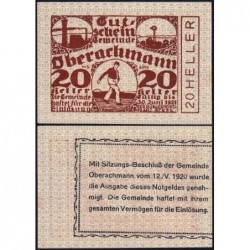 Autriche - Notgeld - Oberachmann - 20 heller - Type b variété - 12/05/1920 - Etat : NEUF