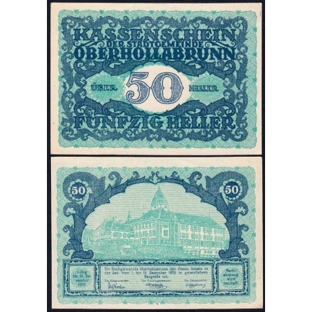 Autriche - Notgeld - Oberhollabrunn - 50 heller - Type a - 1920 - Etat : SPL+