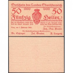 Autriche - Notgeld - Oberösterreich - 50 heller - Type IV - 01/02/1921 - Etat : NEUF