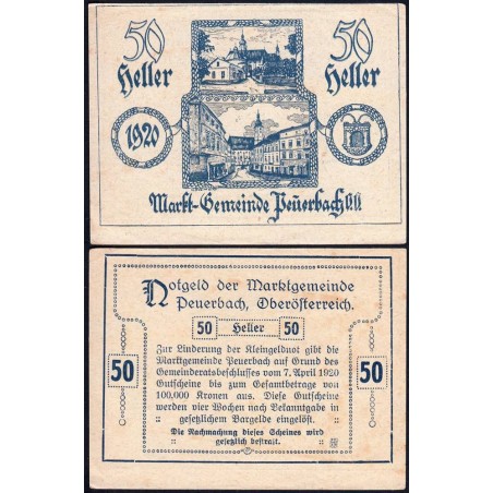 Autriche - Notgeld - Peuerbach - 50 heller -Type II a - 07/04/1920 - Etat : SUP