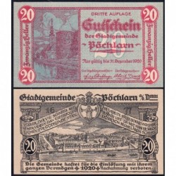 Autriche - Notgeld - Pöchlarn - 20 heller - Type III - 1920 - Etat : NEUF