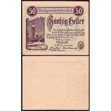 Autriche - Notgeld - Purkersdorf - 50 heller - Type I a - 15/05/1920 - Etat : NEUF