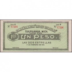 Mexique - Compagnie Minière Las Dos Eetrellas - 1 peso - Série R - 01/02/1915 - Etat : NEUF