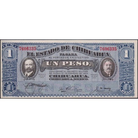 Mexique - Chihuahua - Pick S 530e - 1 peso - Serie L - 20/10/1915 - Etat : NEUF