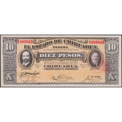 Mexique - Chihuahua - Pick S 535a - 10 pesos - Serie N - 06/1915 - Etat : NEUF