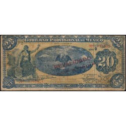 Gouvernement Provisoire du Mexique - Pick S 705 - 20 pesos - Serie D - 17/12/1914 - Etat : TB