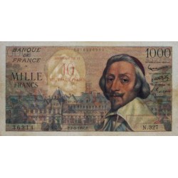 F 53-01 - 07-03/1957 - 10 nouv. francs sur 1000 francs - Richelieu - Série N.327 - Etat : TTB-