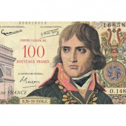 F 55-01 - 30/10/1958 - 100 nouv. francs sur 10000 francs - Bonaparte - Série O.148 - Etat : TB+