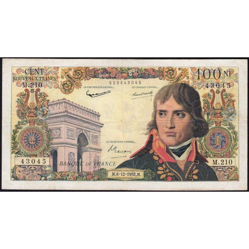 F 59-18 - 06/12/1962 - 100 nouv. francs - Bonaparte - Série M.210 - Etat : TTB-