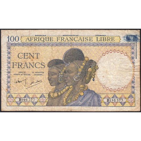 AEF - Pick 8_1 - 100 francs - Série B - 31/07/1942 - Etat : TB-