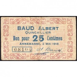 74 - Annemasse - Baud Albert Quincaillier - 25 centimes - Type 74-01 - 02/05/1918 - Etat : TB-