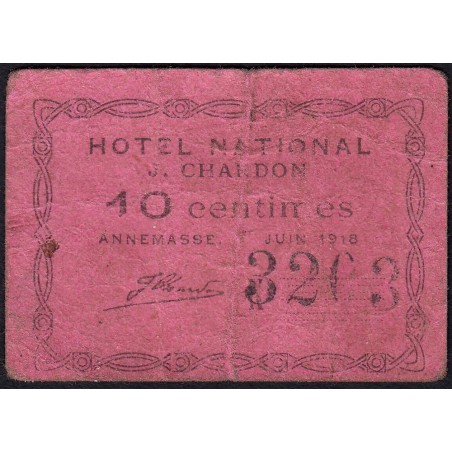 74 - Annemasse - Hotel National J. Chardon - 10 centimes - Type 74-04 - 01/06/1918 - Etat : TB-
