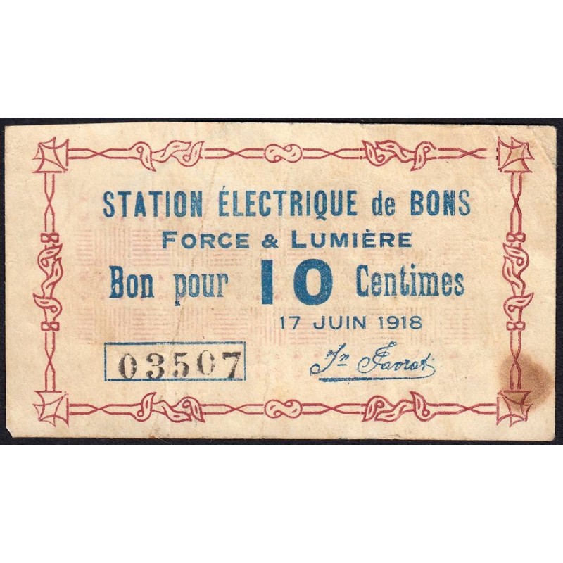 74 - Bons - Station Electrique - 10 centimes - Type 74-14 - 17/06/1918 - Etat : TB