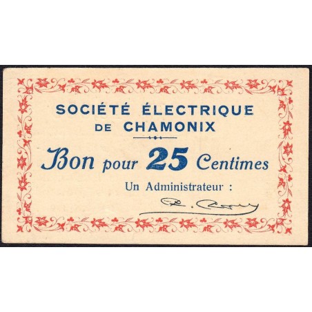 74 - Chamonix - Station Electrique - 25 centimes - Type 74-15e - 04/09/1918 - Etat : SUP