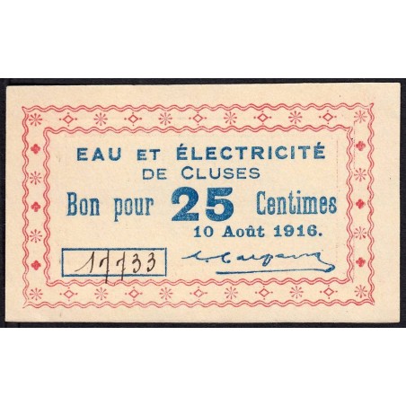 74 - Cluses - Eau et Electricité - 25 centimes - Type 74-18b - 10/08/1916 - Etat : pr.NEUF