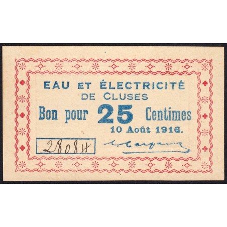 74 - Cluses - Eau et Electricité - 25 centimes - Type 74-18b - 10/08/1916 - Etat : NEUF