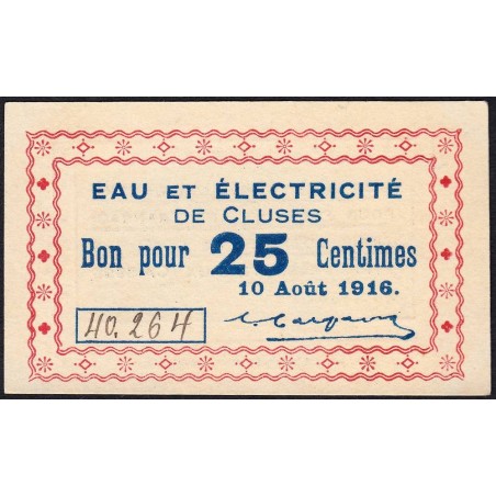 74 - Cluses - Eau et Electricité - 25 centimes - Type 74-18b - 10/08/1916 - Etat : NEUF