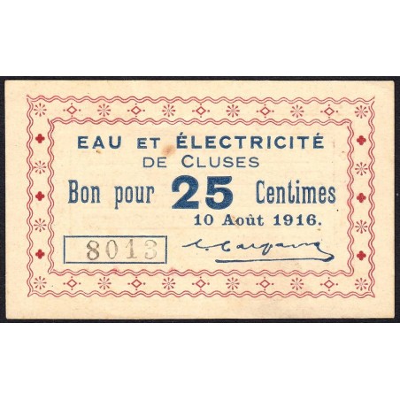 74 - Cluses - Eau et Electricité - 25 centimes - Type 74-19a - 10/08/1916 - Etat : SPL