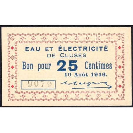 74 - Cluses - Eau et Electricité - 25 centimes - Type 74-19a - 10/08/1916 - Etat : NEUF