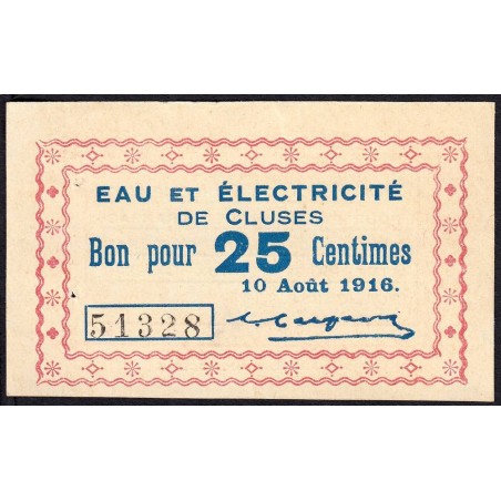 74 - Cluses - Eau et Electricité - 25 centimes - Type 74-19b - 10/08/1916 - Etat : SUP+