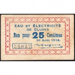 74 - Cluses - Eau et Electricité - 25 centimes - Type 74-19b - 10/08/1916 - Etat : TTB-