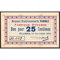 74 - Cluses - Fabrique Dynamos - 25 centimes - Type 74-20a - 10/10/1916 - Etat : NEUF