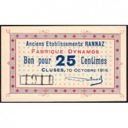 74 - Cluses - Fabrique Dynamos - 25 centimes - Type 74-21a - 10/10/1916 - Etat : NEUF