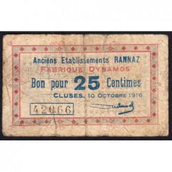 74 - Cluses - Fabrique Dynamos - 25 centimes - Type 74-21d - 10/10/1916 - Etat : B