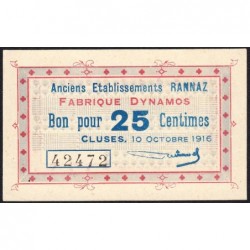 74 - Cluses - Fabrique Dynamos - 25 centimes - Type 74-21d - 10/10/1916 - Etat : NEUF