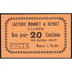 74 - Cluses - Laiterie Monnet & Reydet - 20 centimes - Type 74-22 - 24/07/1917 - Etat : NEUF