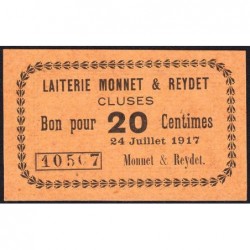 74 - Cluses - Laiterie Monnet & Reydet - 20 centimes - Type 74-22 - 24/07/1917 - Etat : NEUF