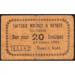 74 - Cluses - Laiterie Monnet & Reydet - 20 centimes - Type 74-22 - 24/07/1917 - Etat : B+