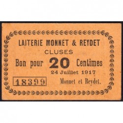 74 - Cluses - Laiterie Monnet & Reydet - 20 centimes - Type 74-23a - 24/07/1917 - Etat : SUP