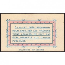 74 - Sallanches - Brasserie du Mont-Blanc - 25 centimes - Type 74-39b - 01/07/1916 - Etat : NEUF