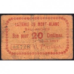 74 - Sallanches - Laiterie du Mont-Blanc - 20 centimes - Type 74-40a - 18/07/1917 - Etat : B
