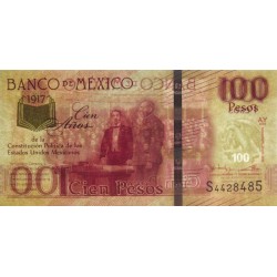 Mexique - Pick 130b - 100 pesos - Série AY - Préfixe S - 25/01/2016 - Commémoratif - Etat : NEUF