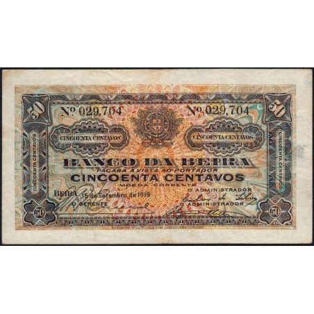 Mozambique - Banco da Beira - Pick R 3b_1 - 50 centavos - 15/09/1919 - Etat : TTB