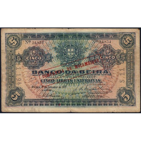 Mozambique - Banco da Beira - Pick R 21 - 5 libras esterlinas - 26/11/1929 - Etat : TB