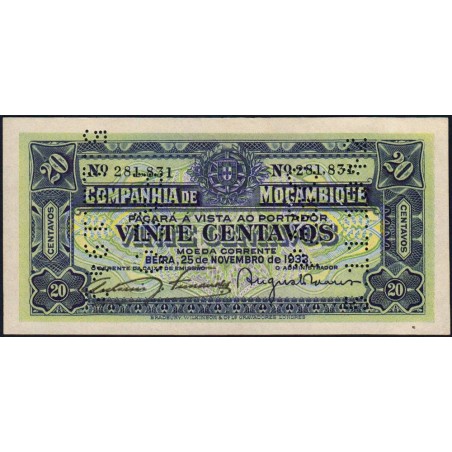 Mozambique (Companhía de) - Pick R 29 - 20 centavos - 25/11/1932 - Etat : pr.NEUF